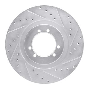 Hummer H1 Brake Rotor (1) - Front RightRear Right - R1 Concepts - Drilled & Slotted - Silver - `96-`06